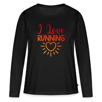 Ich liebe Rennen - Frauen Premium Bio Langarmshirt - Schwarz - Vorne - Julia (174cm)