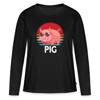 Lunettes de soleil de porc - T-shirt manches longues Premium bio Femme - noir - Devant - Julia (174cm)