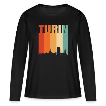 Turin Italie Skyline - T-shirt manches longues Premium bio Femme - noir - Devant - Julia (174cm)