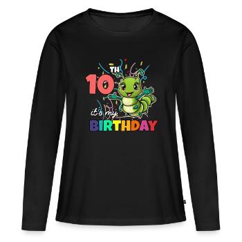 Chenille - T-shirt manches longues Premium bio Femme - noir - Devant - Julia (174cm)