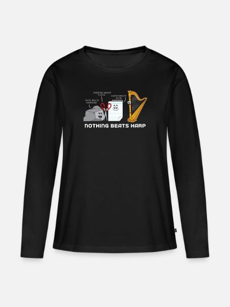 Harfe - Frauen Premium Bio Langarmshirt - Schwarz