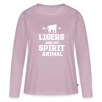 Idée cadeau Liger - T-shirt manches longues Premium bio Femme - rose poudré - Devant - Julia (174cm)