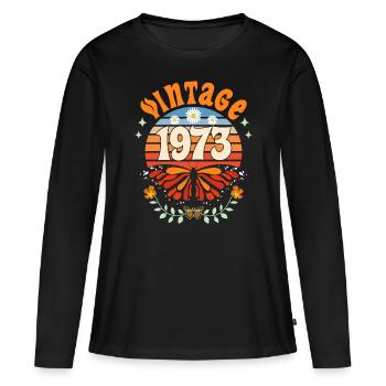 Rétro et Vintage 1973 Femme 50 Ans Anniversaire - T-shirt manches longues Premium bio Femme - noir - Devant - Julia (174cm)