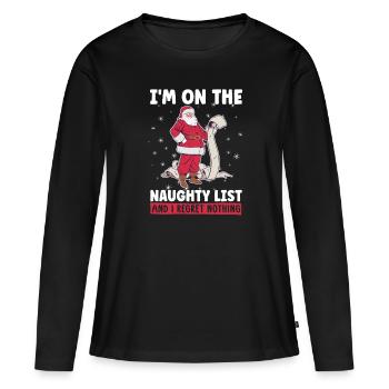Je suis sur la liste des vilains et je n’ai aucun regret - T-shirt manches longues Premium bio Femme - noir - Devant - Julia (174cm)