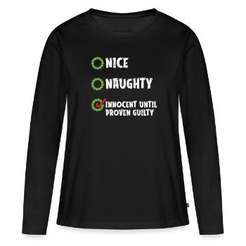 Gentil vilain innocent drôle - T-shirt manches longues Premium bio Femme - noir - Devant - Julia (174cm)