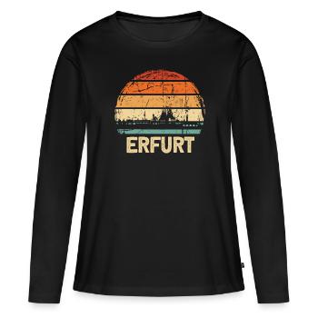 Erfurt - Frauen Premium Bio Langarmshirt - Schwarz - Vorne - Julia (174cm)