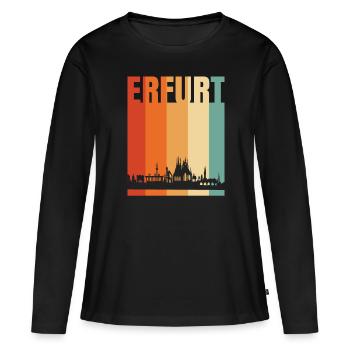 Erfurt - Frauen Premium Bio Langarmshirt - Schwarz - Vorne - Julia (174cm)
