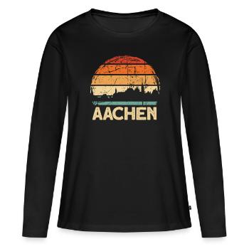 Aachen - Frauen Premium Bio Langarmshirt - Schwarz - Vorne - Julia (174cm)