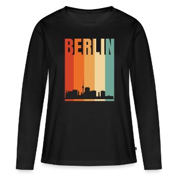 Berlin - T-shirt manches longues Premium bio Femme - noir - Devant - Julia (174cm)