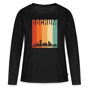 Bochum - Frauen Premium Bio Langarmshirt - Schwarz - Vorne - Julia (174cm)