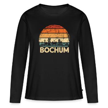Bochum - Frauen Premium Bio Langarmshirt - Schwarz - Vorne - Julia (174cm)