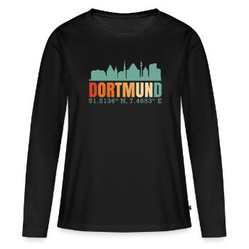 Dortmund - Frauen Premium Bio Langarmshirt - Schwarz - Vorne - Julia (174cm)