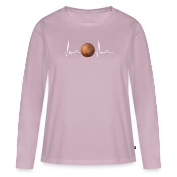 Mars - T-shirt manches longues Premium bio Femme - rose poudré - Devant - Julia (174cm)