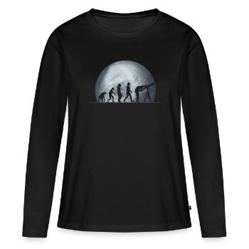 Pluton - T-shirt manches longues Premium bio Femme - noir - Devant - Julia (174cm)