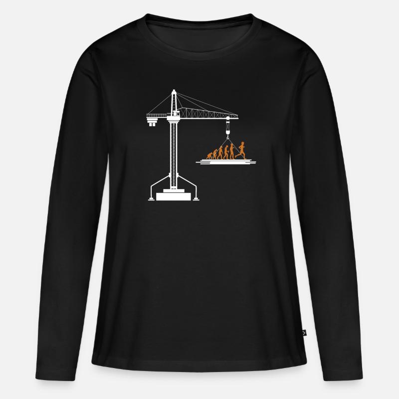 Kranführer Kran Geschenk - Frauen Premium Bio Langarmshirt - Schwarz