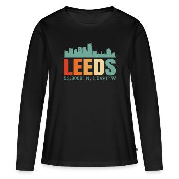 Leeds - T-shirt manches longues Premium bio Femme - noir - Devant - Julia (174cm)