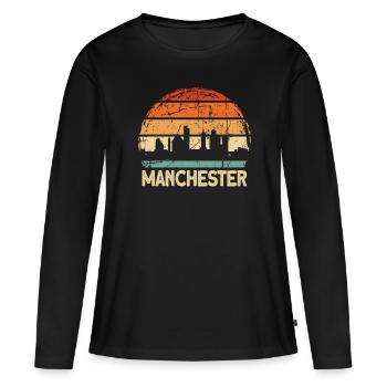 Manchester - T-shirt manches longues Premium bio Femme - noir - Devant - Julia (174cm)