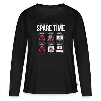 Roboter - Frauen Premium Bio Langarmshirt - Schwarz - Vorne - Julia (174cm)