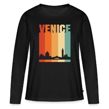 Venise - T-shirt manches longues Premium bio Femme - noir - Devant - Julia (174cm)