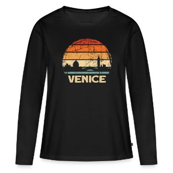 Venise - T-shirt manches longues Premium bio Femme - noir - Devant - Julia (174cm)
