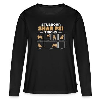 Chinese Shar Pei - Frauen Premium Bio Langarmshirt - Schwarz - Vorne - Julia (174cm)