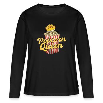 Popcorn Queen - T-shirt manches longues Premium bio Femme - noir - Devant - Julia (174cm)