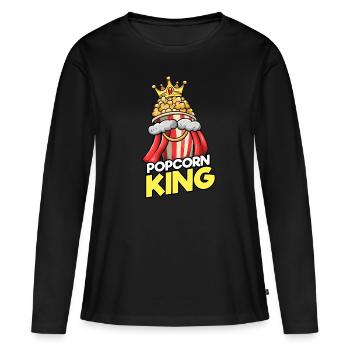 Popcorn King - T-shirt manches longues Premium bio Femme - noir - Devant - Julia (174cm)