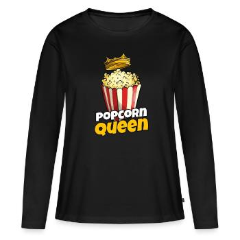 Popcorn Queen - T-shirt manches longues Premium bio Femme - noir - Devant - Julia (174cm)