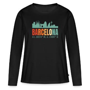 Barcelone - T-shirt manches longues Premium bio Femme - noir - Devant - Julia (174cm)