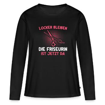 Friseur Schere Friseuse Haarstylistin Friseurin - Frauen Premium Bio Langarmshirt - Schwarz - Vorne - Julia (174cm)