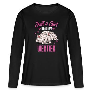Terrier des Highlands de l’Ouest - T-shirt manches longues Premium bio Femme - noir - Devant - Julia (174cm)