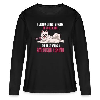 Esquimau d’Amérique - T-shirt manches longues Premium bio Femme - noir - Devant - Julia (174cm)