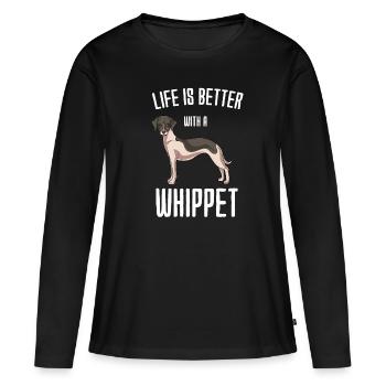 Whippet - Frauen Premium Bio Langarmshirt - Schwarz - Vorne - Julia (174cm)