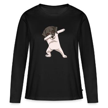 Whippet - Frauen Premium Bio Langarmshirt - Schwarz - Vorne - Julia (174cm)