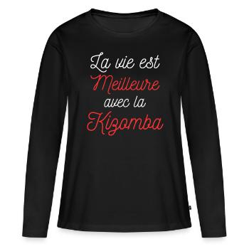 La vie est meilleure avec la kizomba - T-shirt manches longues Premium bio Femme - noir - Devant - Julia (174cm)
