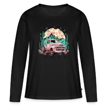 Ich habe ein Herz wie ein Lastwagen - Frauen Premium Bio Langarmshirt - Schwarz - Vorne - Julia (174cm)