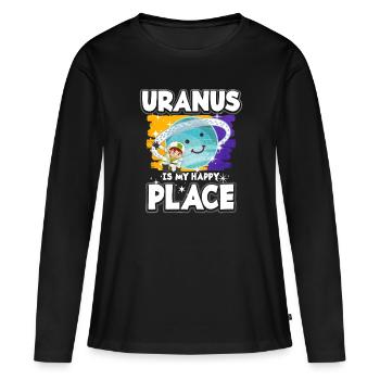 Cadeau de la planète Uranus - T-shirt manches longues Premium bio Femme - noir - Devant - Julia (174cm)
