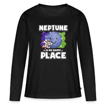 Cadeau Neptune Planet - T-shirt manches longues Premium bio Femme - noir - Devant - Julia (174cm)