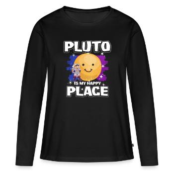 Cadeau de la planète Pluton - T-shirt manches longues Premium bio Femme - noir - Devant - Julia (174cm)
