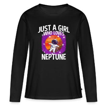Fille Neptune Cadeau - T-shirt manches longues Premium bio Femme - noir - Devant - Julia (174cm)