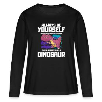 T-Rex - T-shirt manches longues Premium bio Femme - noir - Devant - Julia (174cm)
