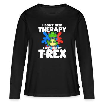 T-Rex - T-shirt manches longues Premium bio Femme - noir - Devant - Julia (174cm)