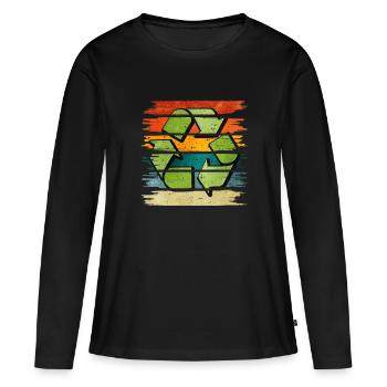 Recyclage - T-shirt manches longues Premium bio Femme - noir - Devant - Julia (174cm)