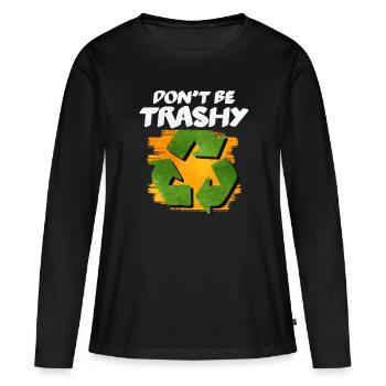 Recyclage - T-shirt manches longues Premium bio Femme - noir - Devant - Julia (174cm)