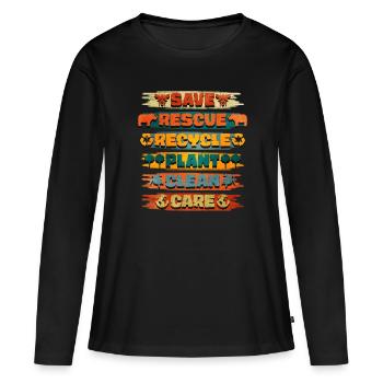 Recyclage - T-shirt manches longues Premium bio Femme - noir - Devant - Julia (174cm)