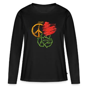 Recyclage - T-shirt manches longues Premium bio Femme - noir - Devant - Julia (174cm)