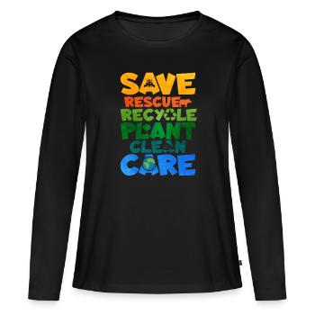 Recyclage - T-shirt manches longues Premium bio Femme - noir - Devant - Julia (174cm)