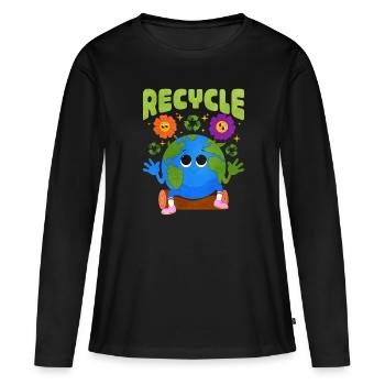 Recyclage - T-shirt manches longues Premium bio Femme - noir - Devant - Julia (174cm)