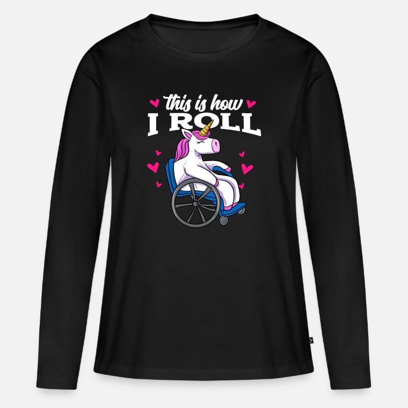 Rollstuhl - Frauen Premium Bio Langarmshirt - Schwarz