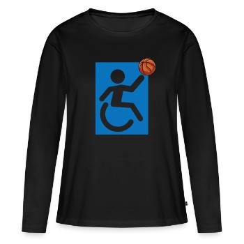 Fauteuil roulant - T-shirt manches longues Premium bio Femme - noir - Devant - Julia (174cm)